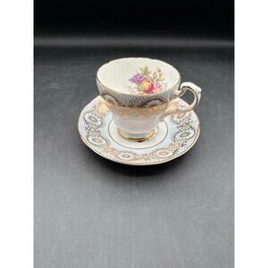 Vintage Paragon Tea Cup andSaucer Set-Fruit Pattern-Gold Lace Filigree